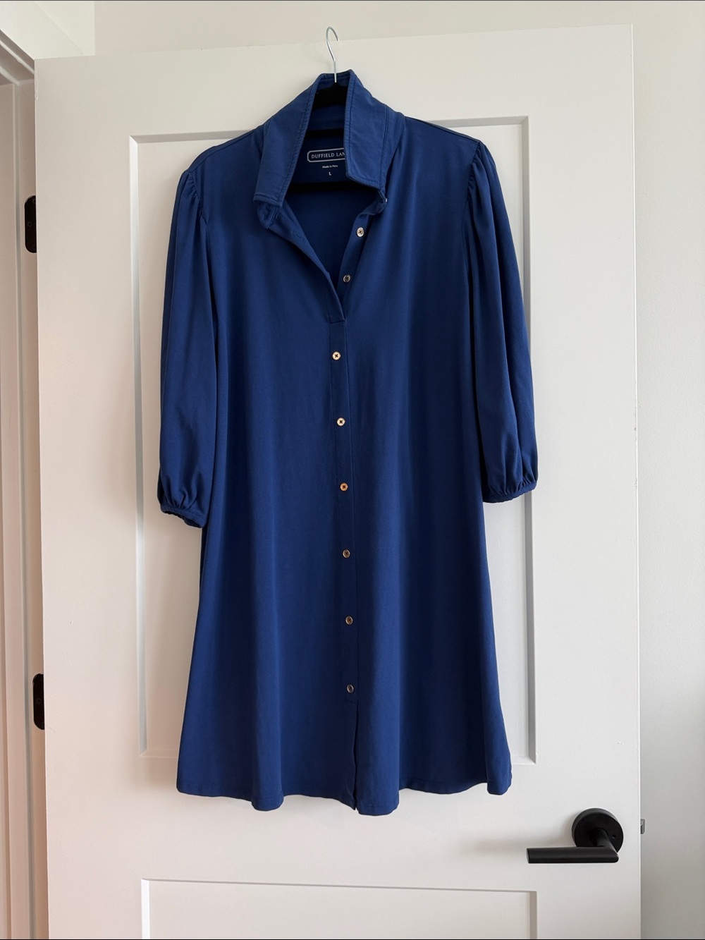 Duffield Lane Navy Blue Button-Front Shirt Dress